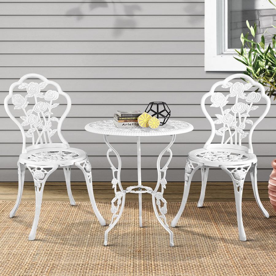 Gardeon 3pc Table and Chairs White