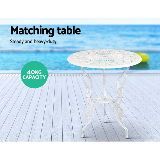 Gardeon 3pc Table and Chairs White