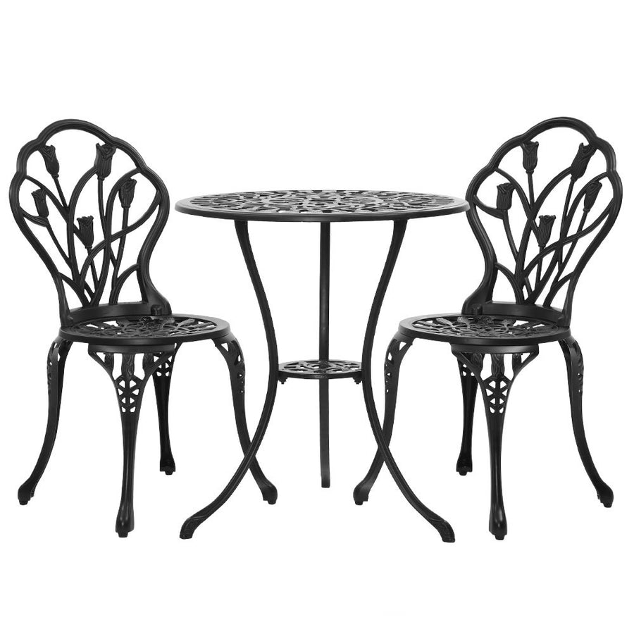 Gardeon 3PC Table & Chairs Black