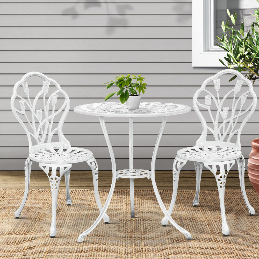 Gardeon 3PC Table & Chair Set White