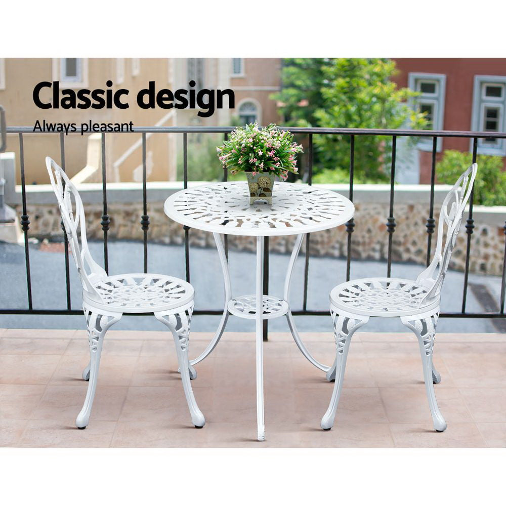 Gardeon 3PC Table & Chair Set White