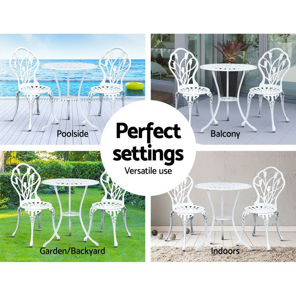 Gardeon 3PC Table & Chair Set White