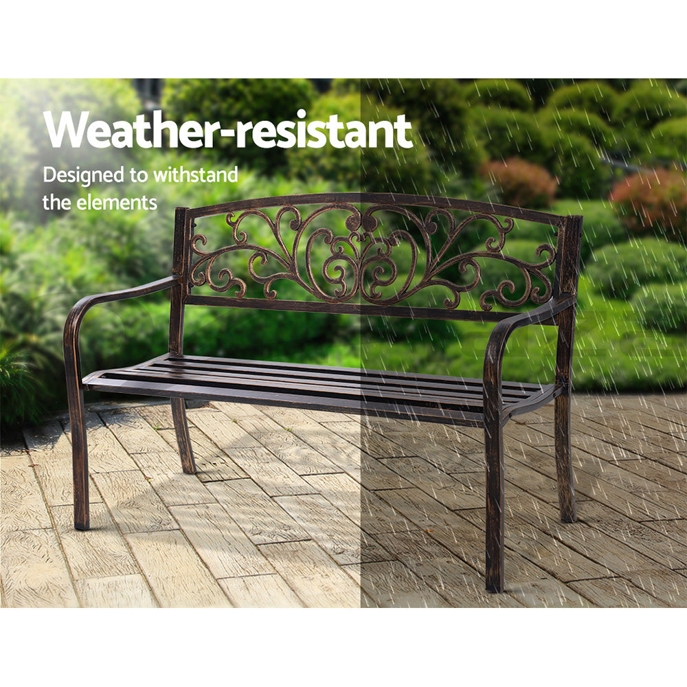 Gardeon Cast Iron Garden Bench - Bronze