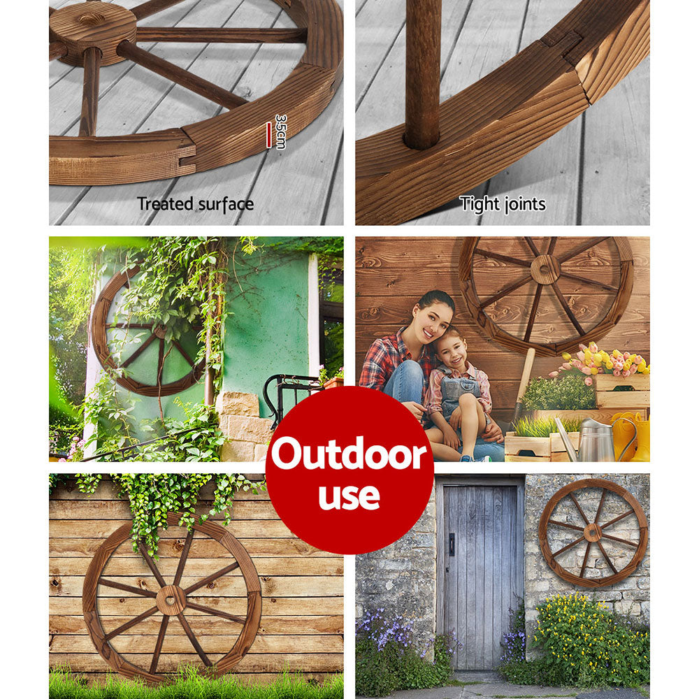 Gardeon Wooden Wagon Wheel X2