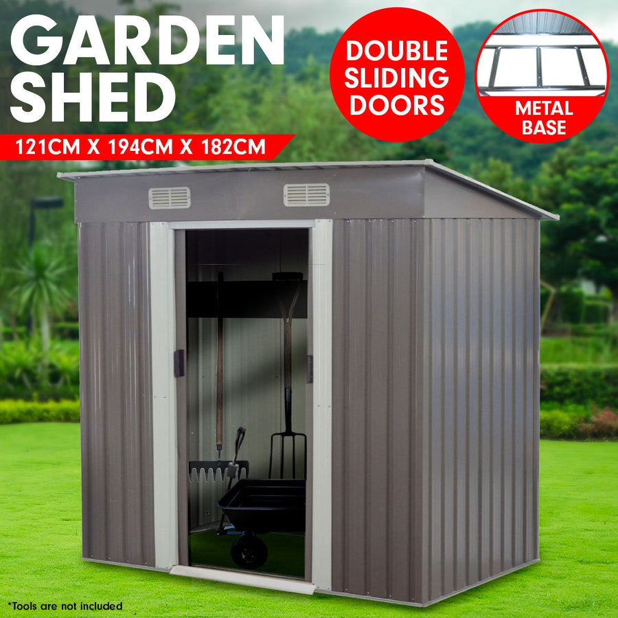 4ft x 6ft Garden Shed with Base Flat Roof - Grey