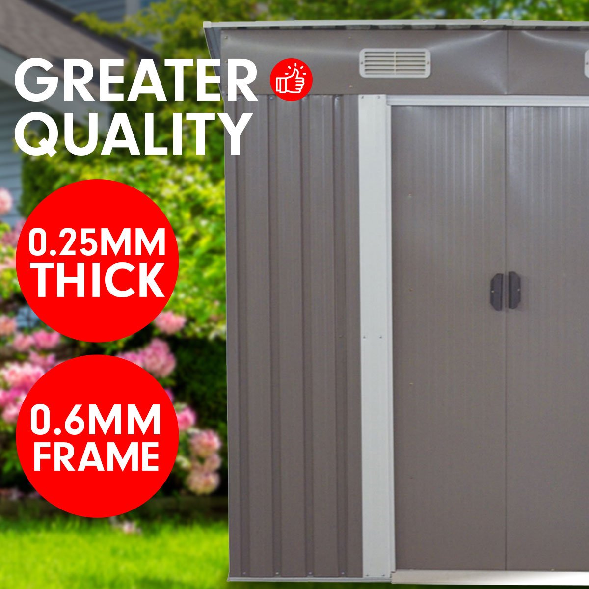 4ft x 8ft Garden Shed with Base Flat Roof - Grey