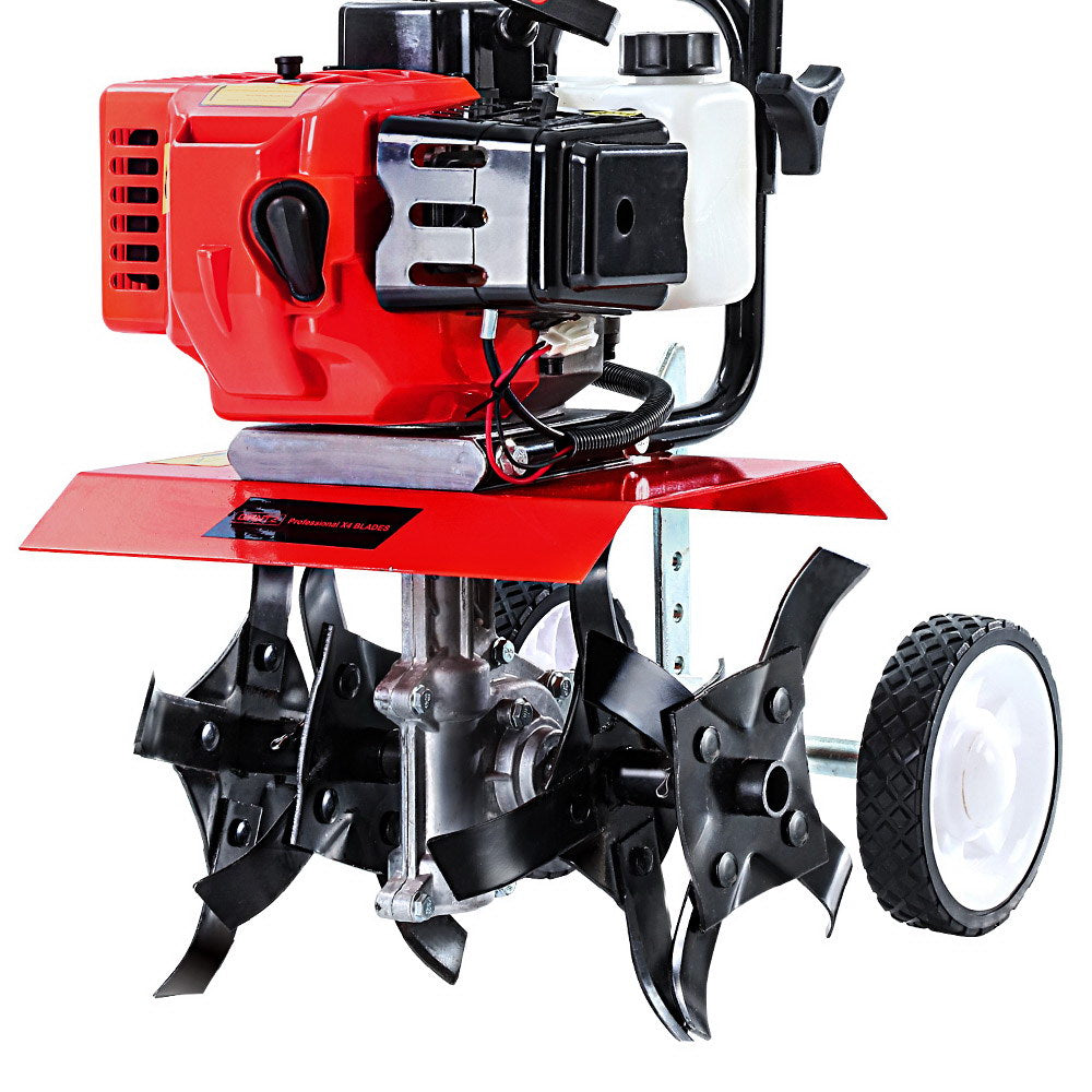 Giantz 88CC Petrol Cultivator Tiller Rotary Hoe 4 Tine 16 Blades