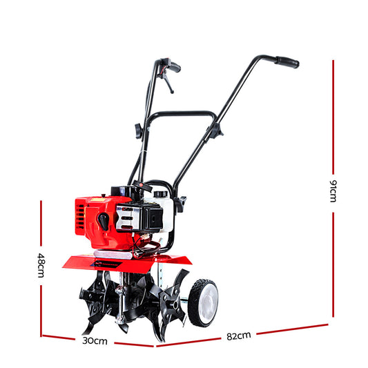 Giantz 72CC Petrol Cultivator Tiller Rotary Hoe 16 Tines 4 Blades