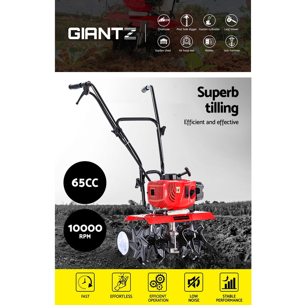 Giantz 72CC Petrol Rotary Hoe Cultivator 36 Tines 6 Blades