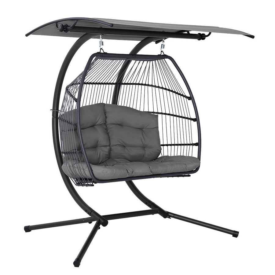 Gardeon Swing - Egg Chair Wicker Grey