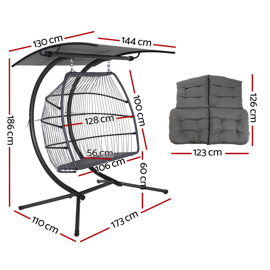 Gardeon Swing - Egg Chair Wicker Grey