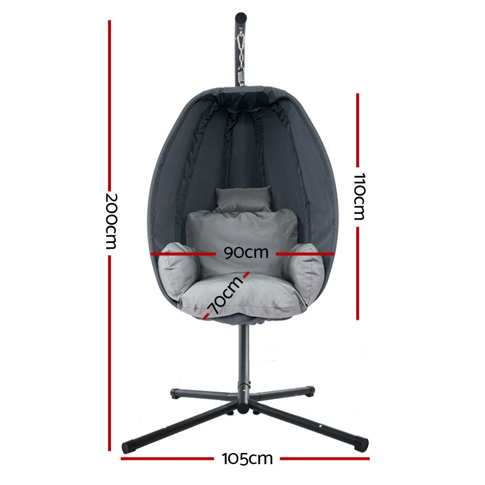 Gardeon Swing - Egg Chair With Stand Grey