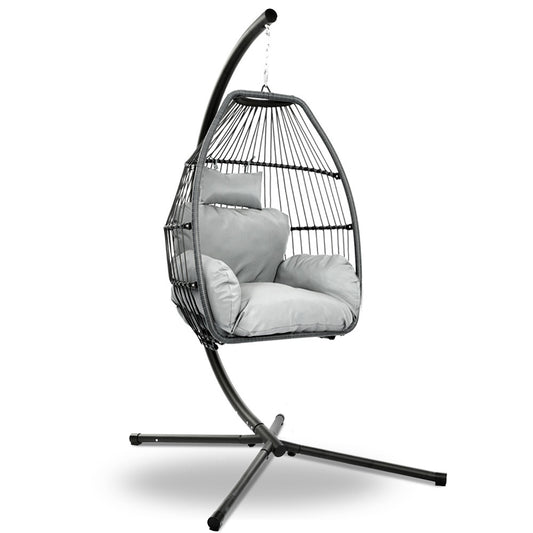 Gardeon Swing - Egg Chair With Stand Grey