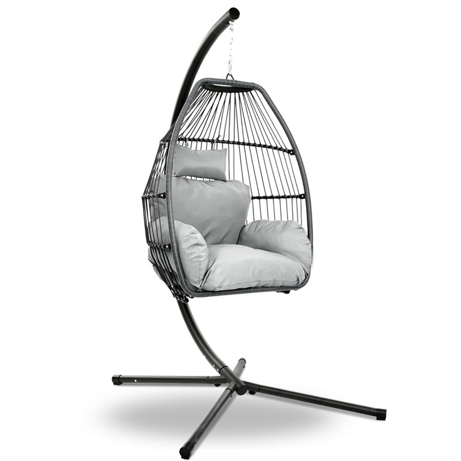 Gardeon Swing - Egg Chair With Stand Grey