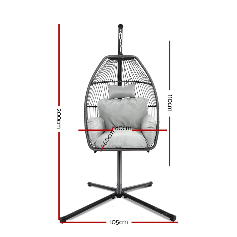 Gardeon Swing - Egg Chair With Stand Grey