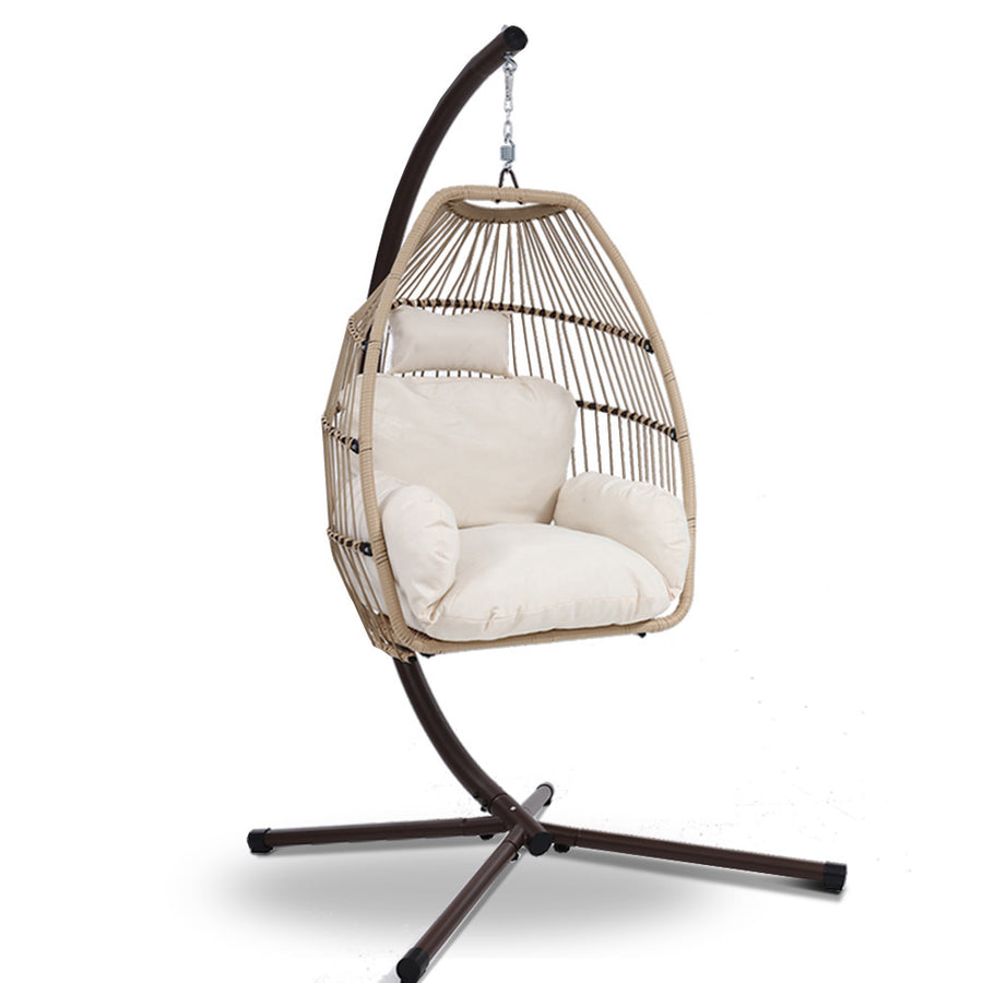 Gardeon Swing -  Egg Chair With Stand Latte