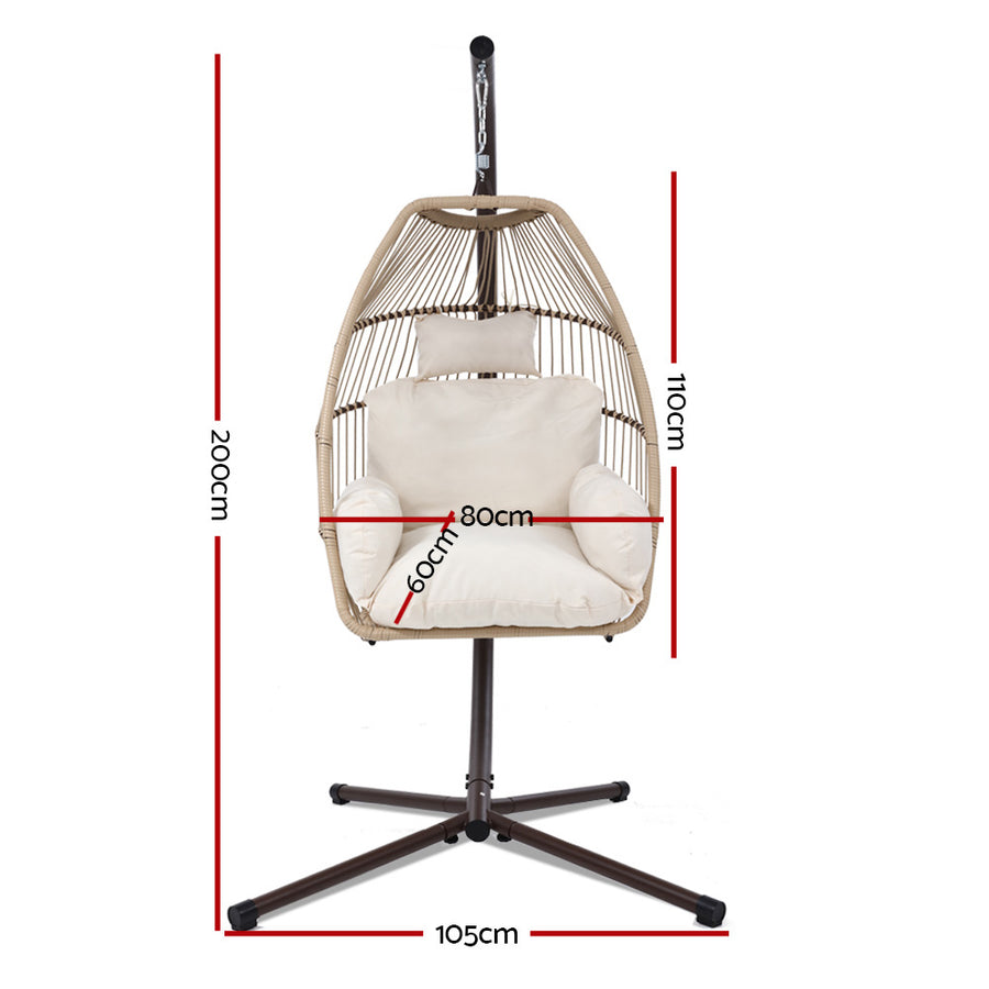 Gardeon Swing -  Egg Chair With Stand Latte