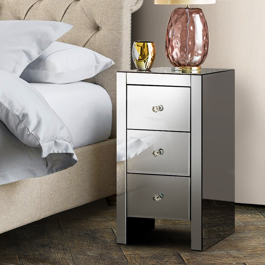 Artiss Mirrored Bedside Table