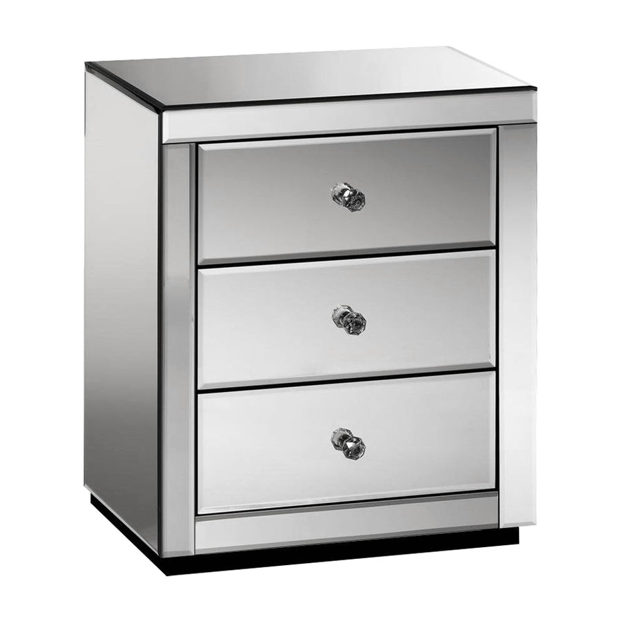 Artiss Mirrored Bedside table Smoky Grey