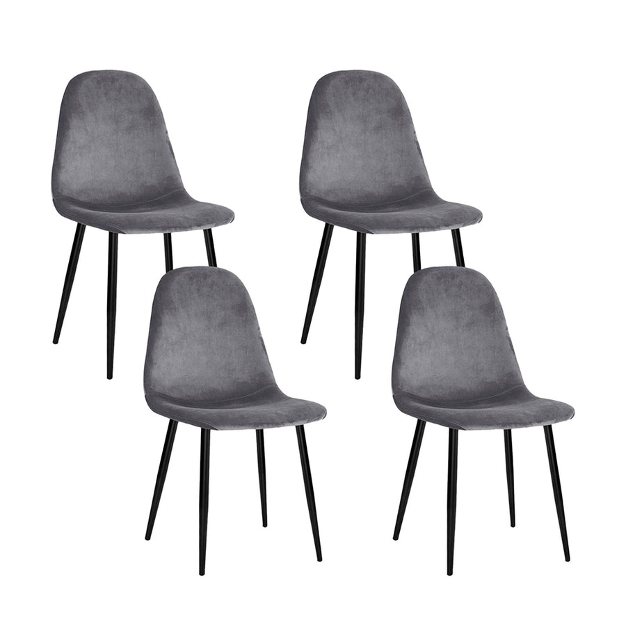 Set of 4 Artiss Dining Chairs Velvet Grey