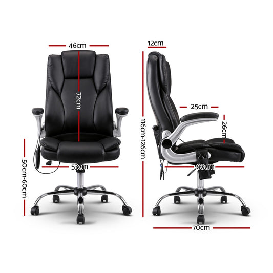 Artiss 8 Point PU Leather Massage Chair - Black