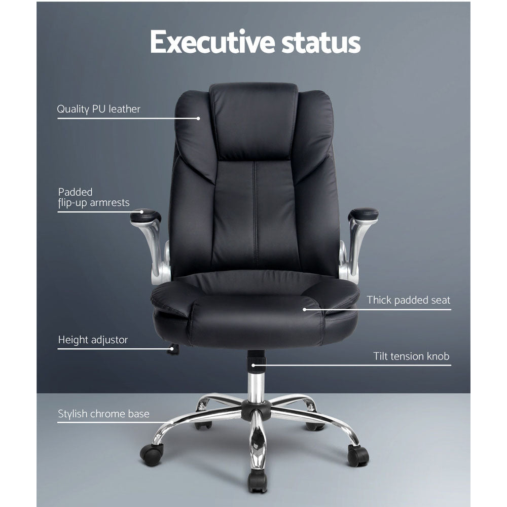 Artiss Kea Executive Office Chair PU Leather Black