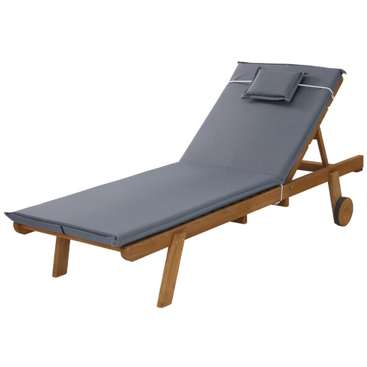 Gardeon Sun Lounge Wood Frame Grey