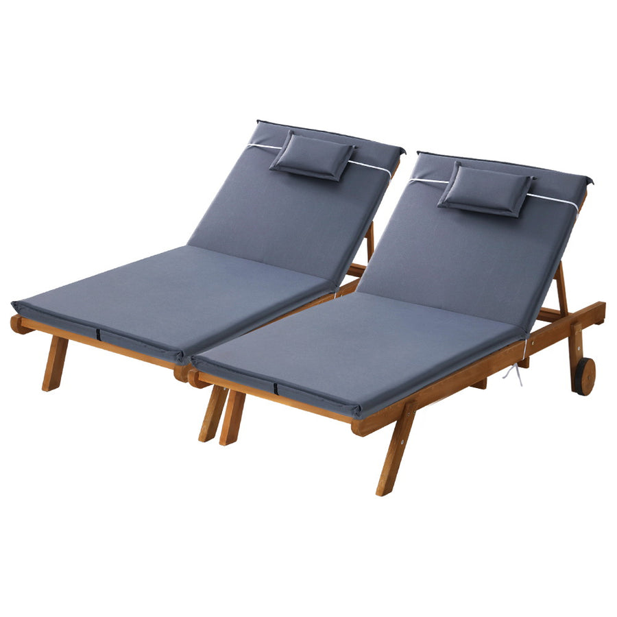 Gardeon Set of 2 Sun Lounges Grey