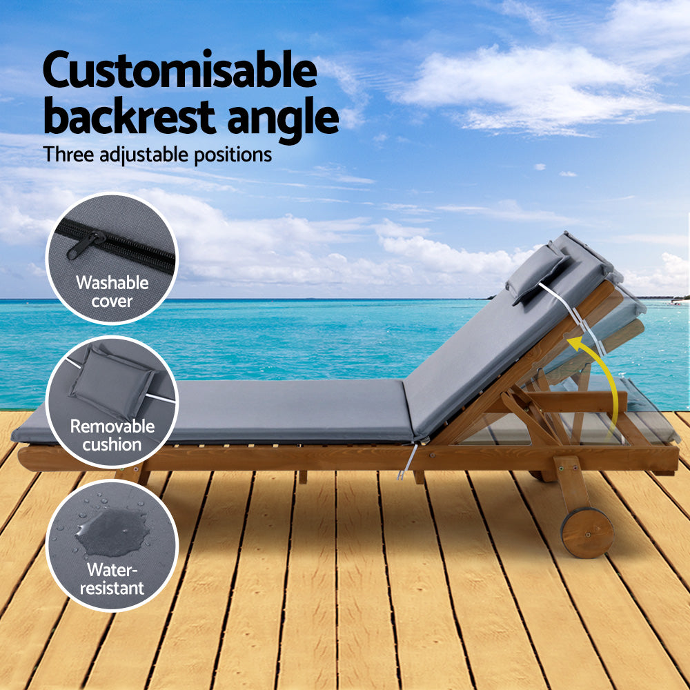 Gardeon Set of 2 Sun Lounges Grey