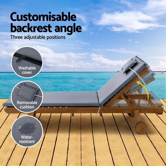 Gardeon Set of 2 Sun Lounges Grey