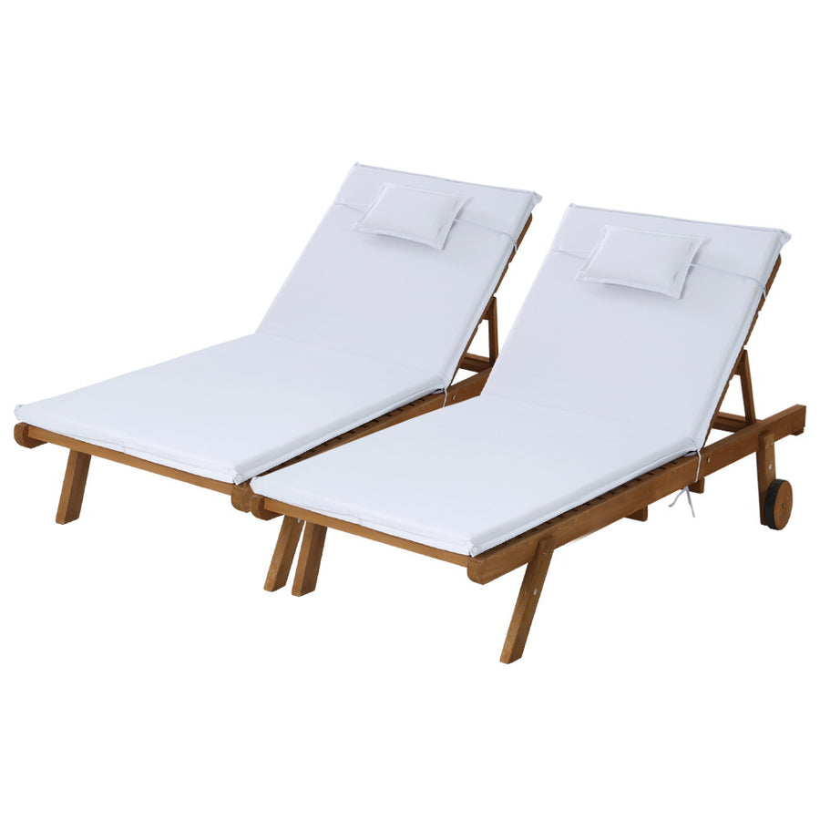 Gardeon Set of 2 Sun Lounges White