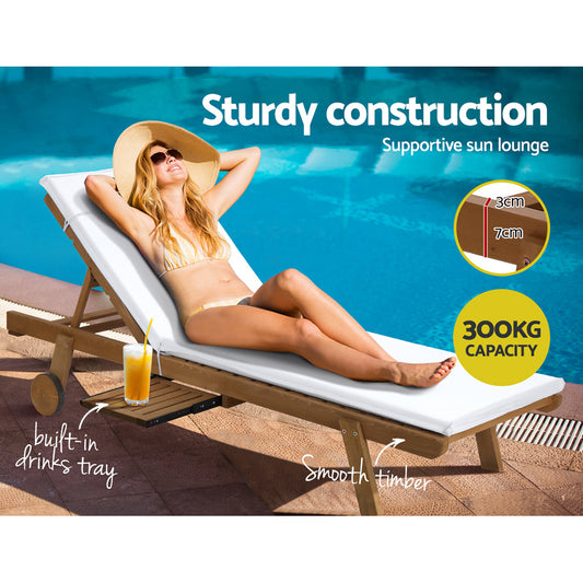 Gardeon Set of 2 Sun Lounges White