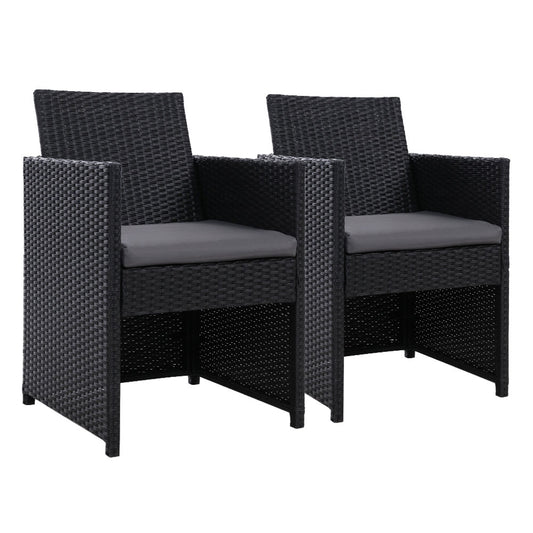 Gardeon Set of 2 Wicker Chairs Black Grey