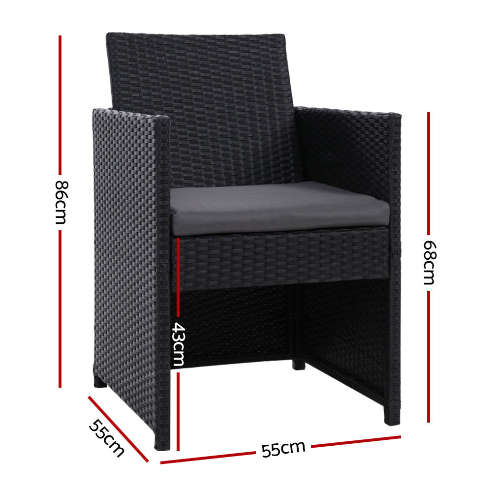 Gardeon Set of 2 Wicker Chairs Black Grey