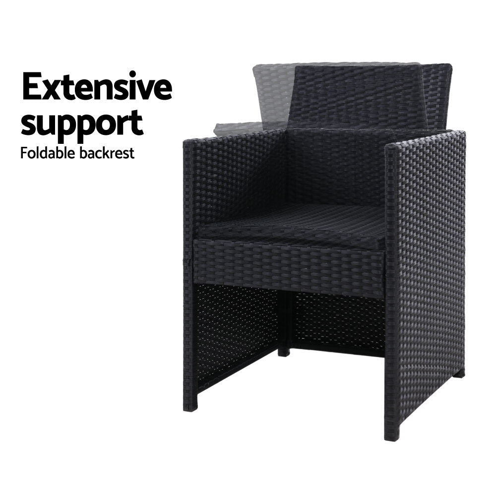 Gardeon Set of 2 Wicker Chairs Black Grey