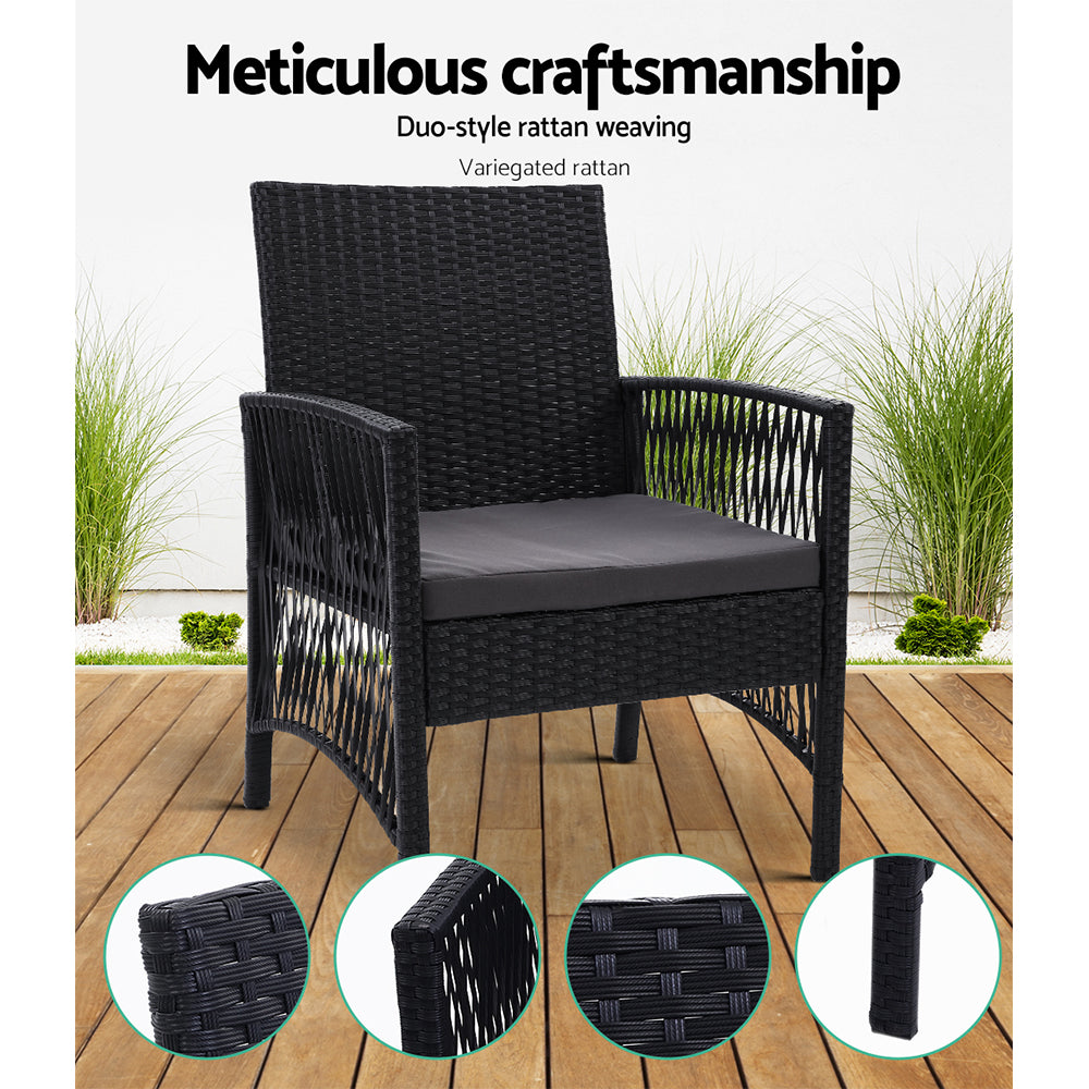 Gardeon Set of 2 Wicker Chairs Black