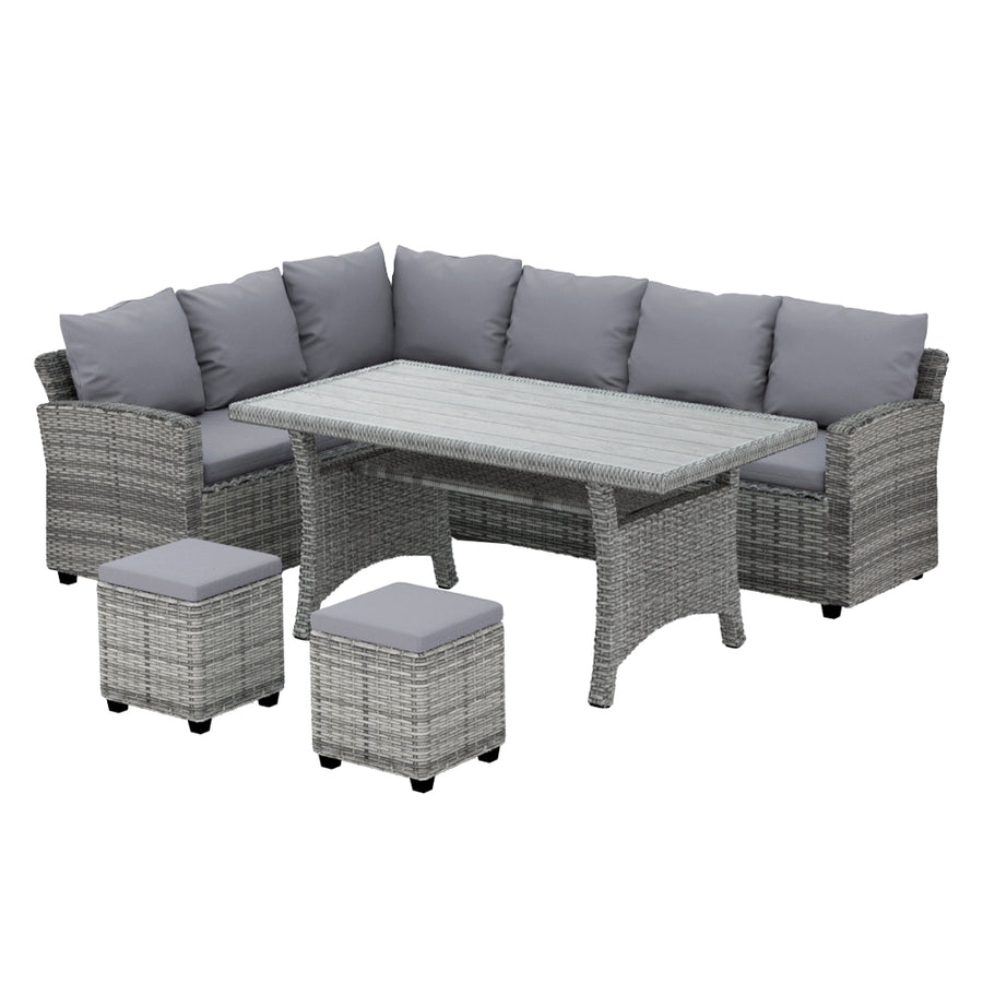 Gardeon 9 Seater Dining Setting Light Grey