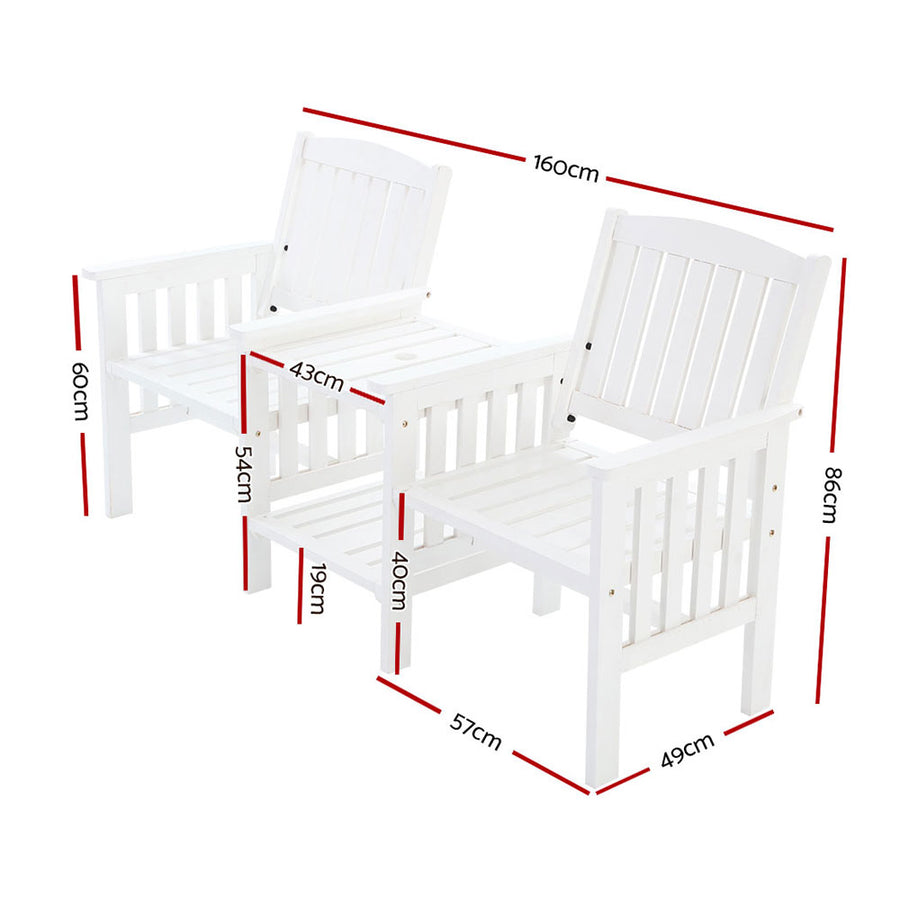 Gardeon Rustic Chairs and Table set White