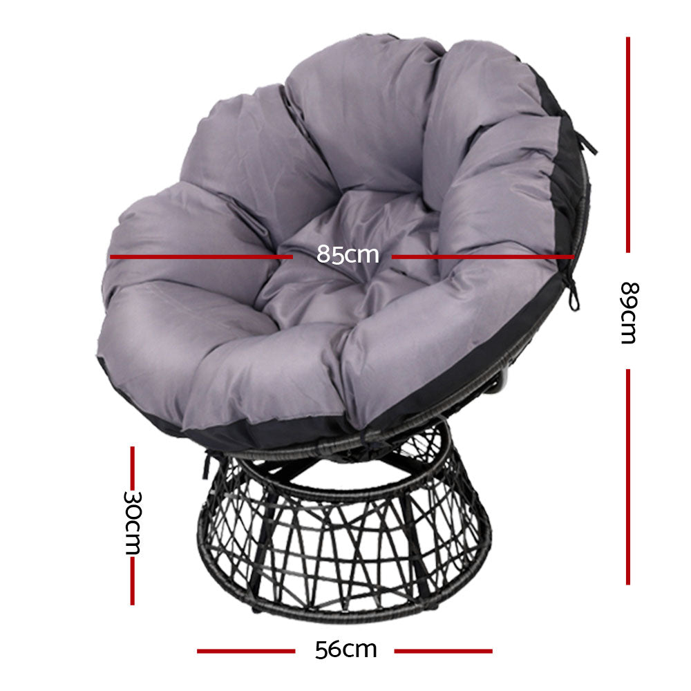 Gardeon Papasan Chair Wicker Black