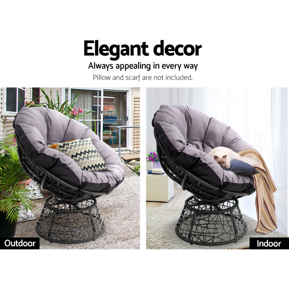 Gardeon Papasan Chair Wicker Black