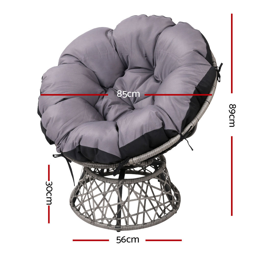 Gardeon Papasan Chair Wicker Grey