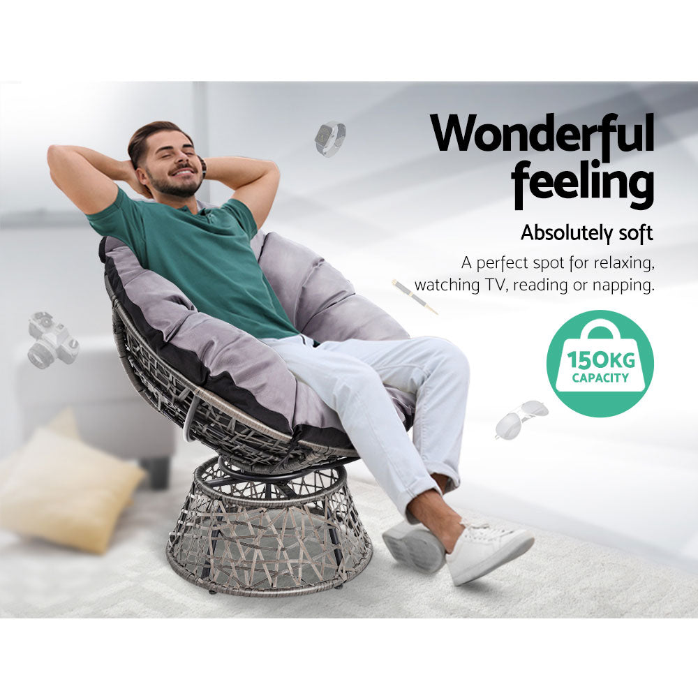 Gardeon Papasan Chair Wicker Grey