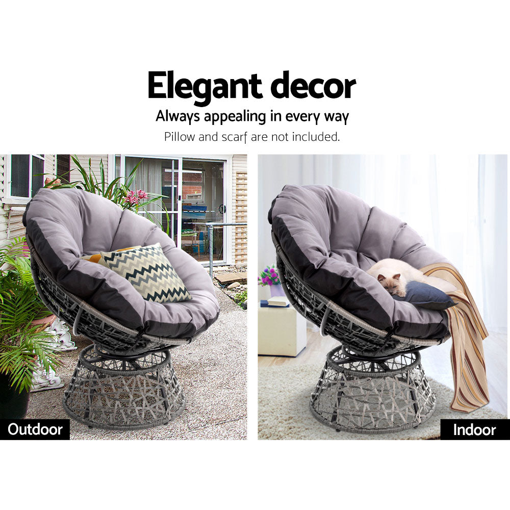 Gardeon Papasan Chair Wicker Grey