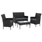 Gardeon 4 Piece Wicker Setting Black