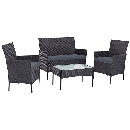 Gardeon 4 Piece Wicker Setting Grey