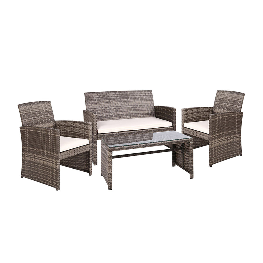 Gardeon Rattan 4 Piece Lounge Setting Beige