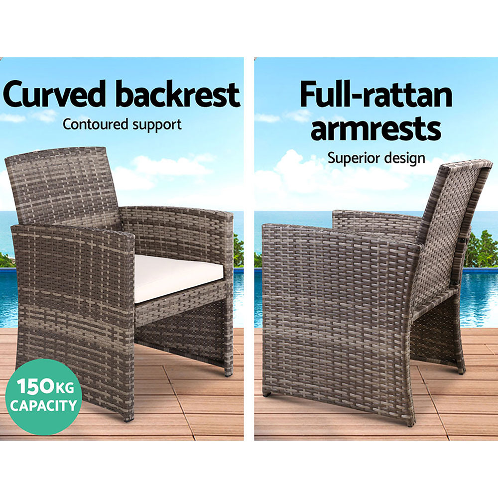 Gardeon Rattan 4 Piece Lounge Setting Beige