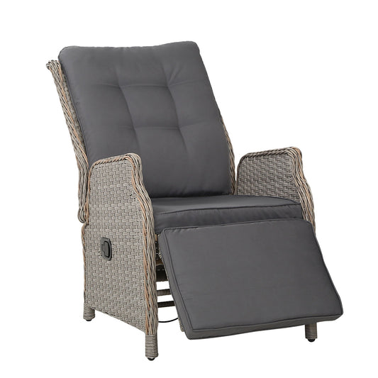 Gardeon Wicker Recliner Chair Grey