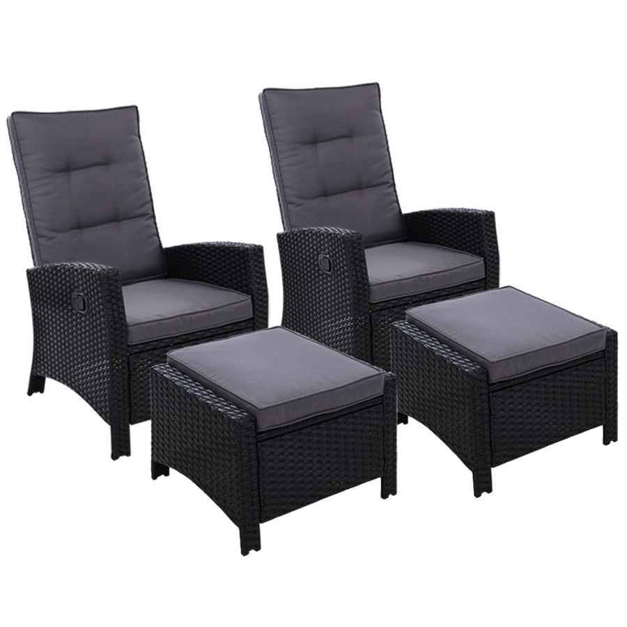 Gardeon 4 Piece Recliner Setting Black Grey