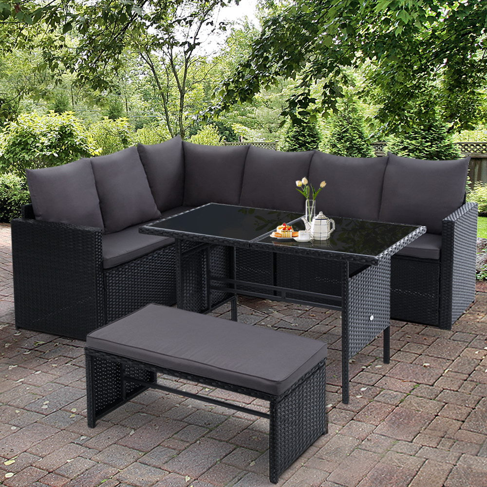 Gardeon 8 Seater Dining Setting Black